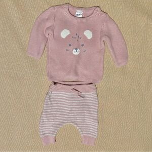 Carter's Pink Knit Baby Sweater Pants Set Size 3 Month